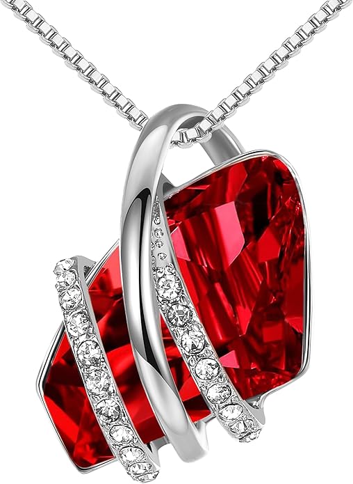Leafael Wish Stone Pendant Necklace with Birthstone Crystal, 18K Rose Gold Plated/Silvertone, 18" + 2"