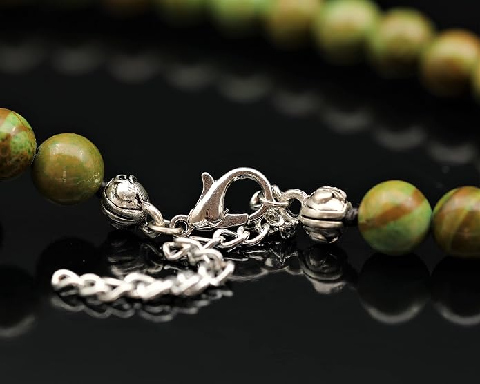 Natural Gemstone Beaded Choker Necklace | 8mm Handmade Adjustable Jewelry for Men & Women | Chakra Balancing Crystal Necklace | Spiritual Gift | Macrame Cord with Extender