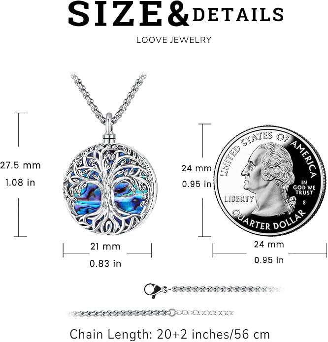 Jewelry Gifts - Tree of Life Necklace Sterling Silver Abalone Shell/Opal/Moonstone/Black Onyx/Turquoise/Malachite/Crystal Family Tree of Life Jewelry for Women Men