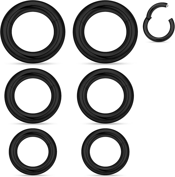 20G-2G Surgical Steel Hinged Clicker Septum Nose Rings Gauges Earrings Seamless Hoops Eyebrow Lip Ring Cliker Helix Tragus Daith Rook Earrings for Women Men
