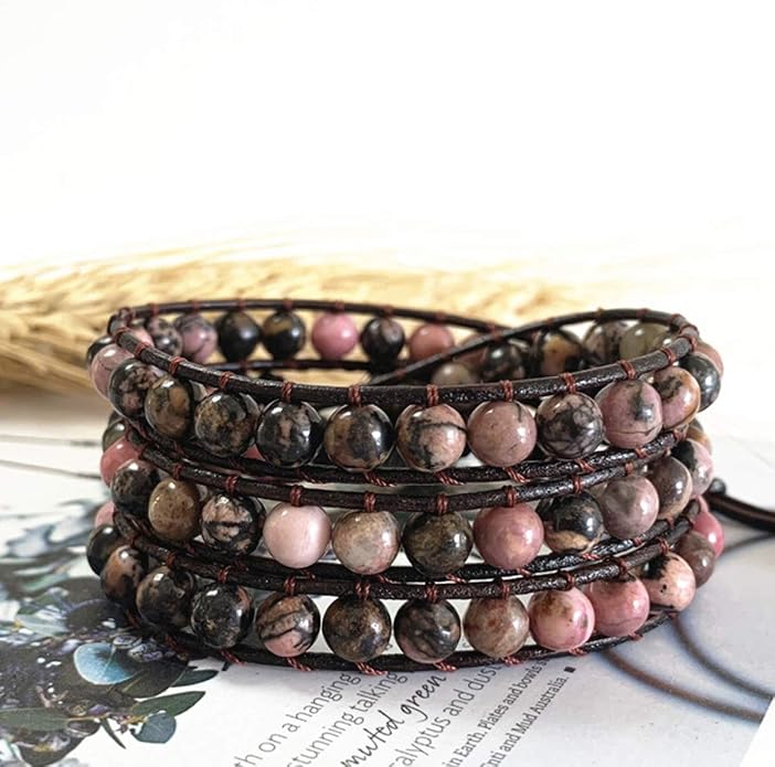 Boho Wrap Bead Bracelet for Women - Handmade Adjustable Natural Stone Beaded Bracelets Yoga Healing Bracelet Bangle Hippie Jewelry