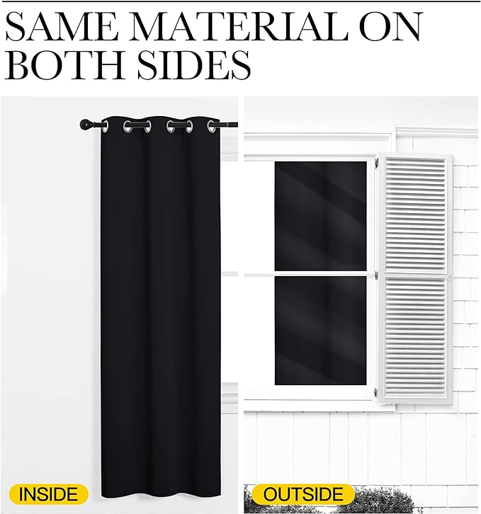 NICETOWN Blackout Curtain Panels 78 inches - Light Reducing Thermal Insulated Solid Grommet Blackout Curtains/Panels/Drapes for Living Room (Set of 2, 55 inches by 78 Inch, Black)
