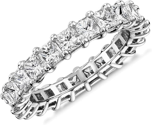 PAVOI 14K Gold Plated Rings with Cubic Zirconia Love and Stackable 3mm Princess Cut Rings for Women