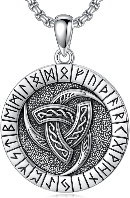 Viking Necklace Triple Horn of Odin/Wolf/Thor Hammer Necklace Viking Pendant Norse Jewelry Gifts for Man