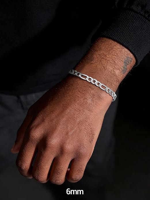 PROSTEEL Silver/Gold/Black Bracelets for Men Figaro Cuban Link, 6mm-13mm Width, 7.5"/8.3"/9" Length, Stainless Steel Mens Bracelet Jewelry with Gift Box