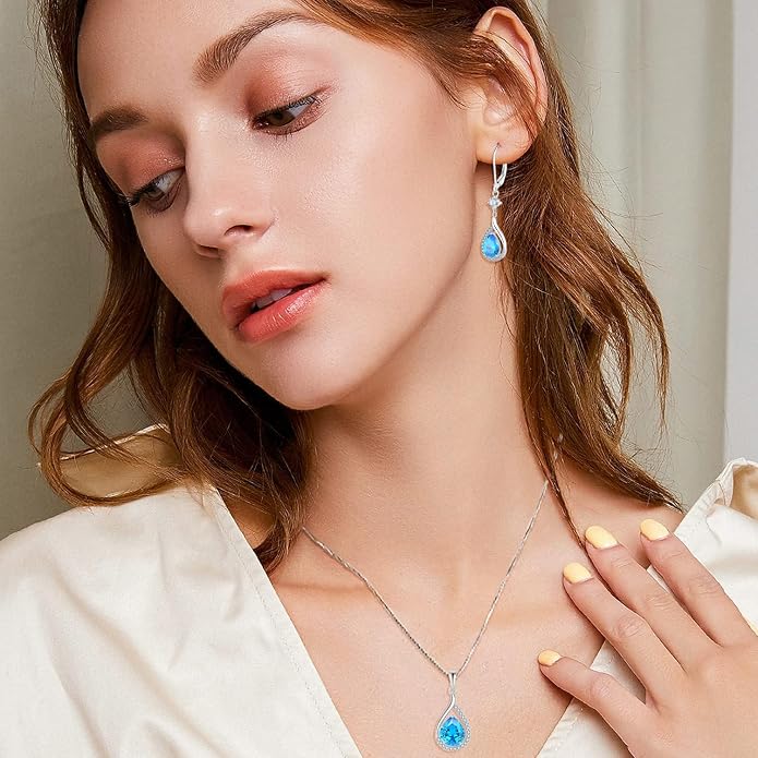 Teardrop Birthstone Necklace for Women 925 Sterling Silver White/Yellow Gold Plated Cubic Zirconia Pendant Necklace Jewelry for Her