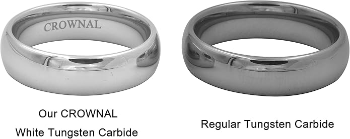 CROWNAL 1mm 2mm 3mm 4mm 5mm 6mm 7mm 8mm Tungsten White/Yellow Gold/Rose Gold Plated Wedding Band Ring Men Women Plain Dome Polished Comfort Fit