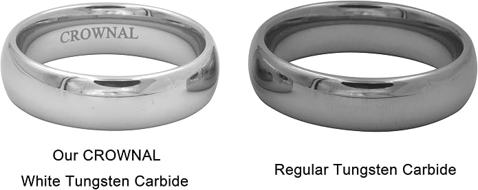 CROWNAL 1mm 2mm 3mm 4mm 5mm 6mm 7mm 8mm Tungsten White/Yellow Gold/Rose Gold Plated Wedding Band Ring Men Women Plain Dome Polished Comfort Fit