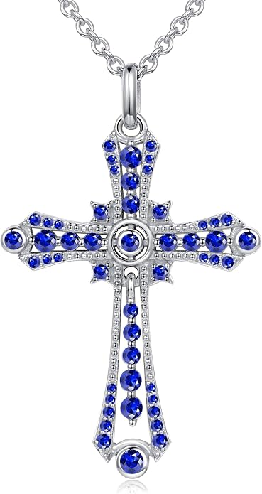 E Religious Gifts for Women, Cross Necklace 925 Sterling Silver Crucifix Pendant Necklace, Christian Jewelry Gifts for Her Women Wife Girlfriend Mom