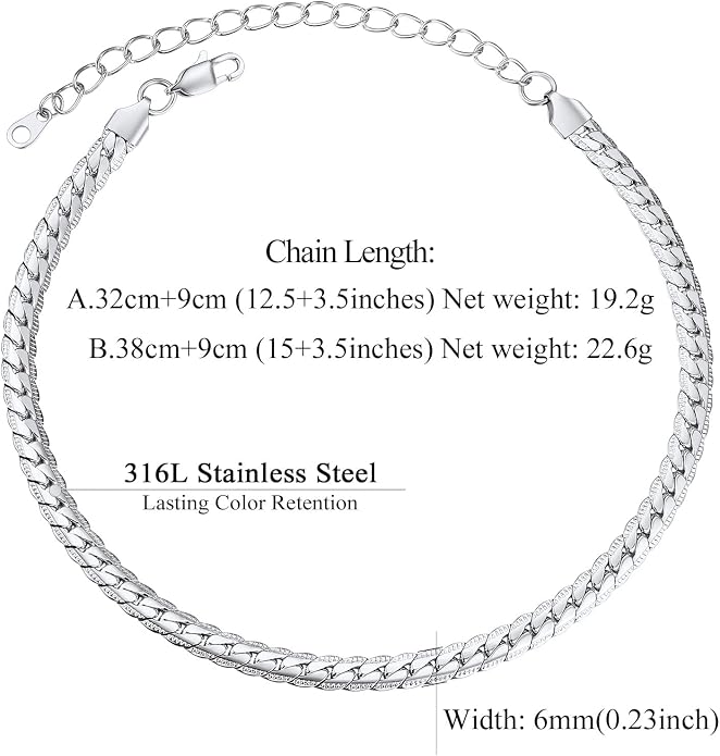 FindChic Black/14K Gold Plated Herringbone Choker Chain Necklace for Women | Waterproof Stainless Steel, Dainty Layering, Flat Snake Chain, Non-Tarnish, Hypoallergenic, Adjustable Extender, Gift Box