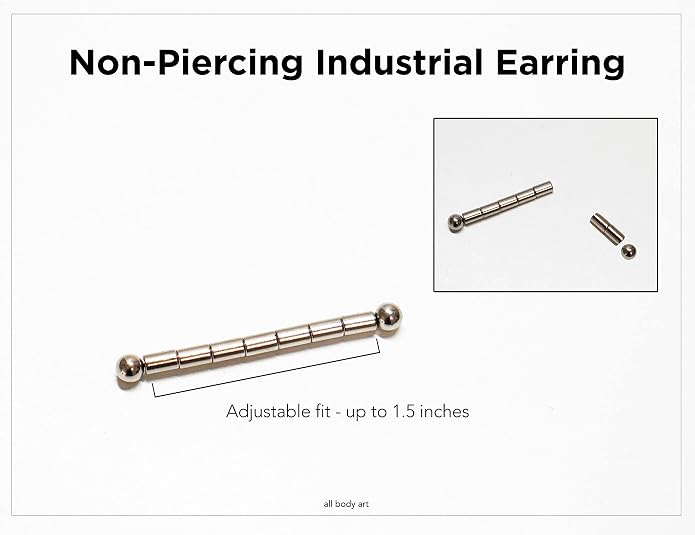 Non-Piercing Fake Adjustable Faux Industrial Piercing Earring
