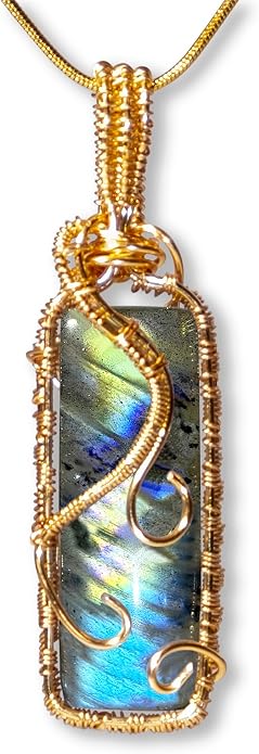 Natural Faceted Labradorite Pendant Necklace – Unique Stone of Magic & Transformation, Iridescent Flash Gemstone Jewelry, Handmade Healing Crystal Gift for Women, Birthday, Anniversary, Spiritual Awakening & Intuition