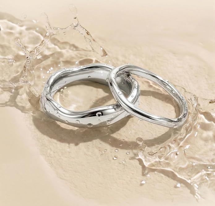 Gold Rings for Women Men Non Tarnish, Waterproof Chunky 14K Gold Plated Dainty Stackable Rings Trendy Statement Pinky Thumb Rings Engagement Eternity Wedding Band Ring Stacking Gold Jewelry Size 3 4 5 6 7 8 9 10 11