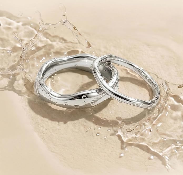 Gold Rings for Women Men Non Tarnish, Waterproof Chunky 14K Gold Plated Dainty Stackable Rings Trendy Statement Pinky Thumb Rings Engagement Eternity Wedding Band Ring Stacking Gold Jewelry Size 3 4 5 6 7 8 9 10 11