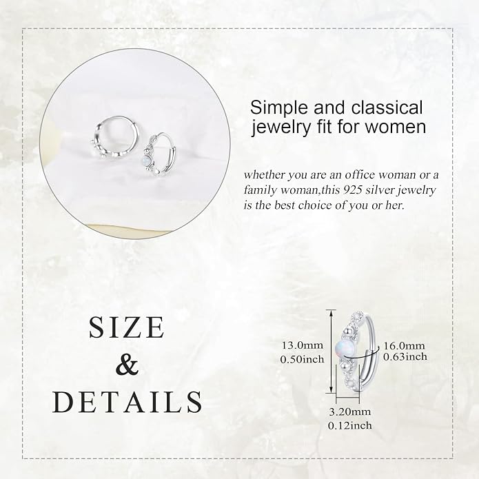Opal Small Cartilage Hoop Earrings for Women Sterling Silver Helix Hoop Huggies Earrings for Piercings Twisted Mini Opal Jewelry for Women