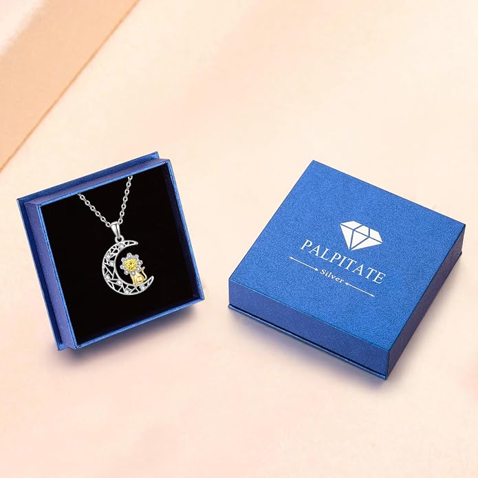 Palpitate Moon Star Necklace Moon Phase Necklace Pendant 925 Sterling Silver Jewelry Christmas Gifts for Women Wife Her Adjustable Chain