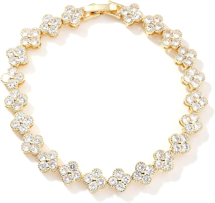 18K gold-plated mother of pearl enamel, adjustable clover lucky bracelet for women/New Year gift/Valentine's Day gift