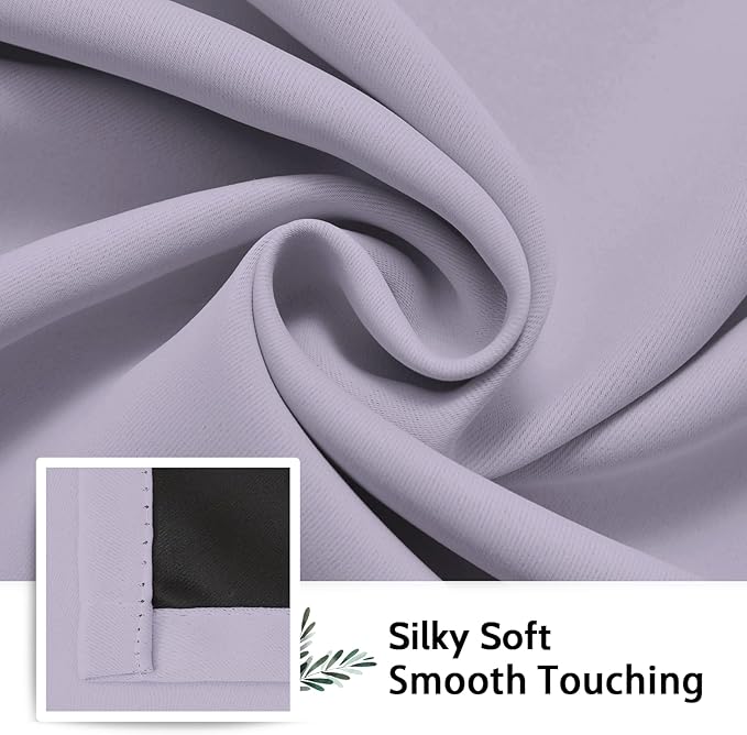 SimpleHome Lilac 100% Blackout Curtains Room Darkening Living Room 84 Inch | Curtains for Bedroom,Thermal Insulated Grommet Window Drapes,Curtains for Living Room with Black Back,38 x 84 Inch,2 Panels