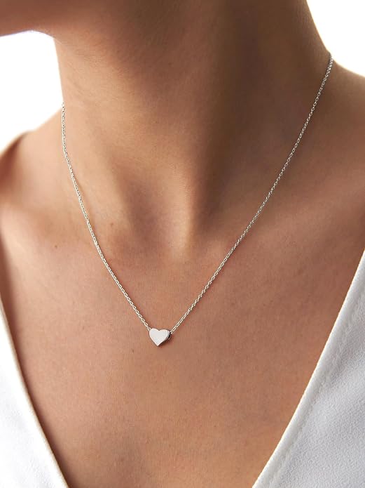 ChicSilver 925 Sterling Silver Heart Initial Necklaces for Women -Dainty Personalized Heart Pendant Letter Alphabet Necklace for Women
