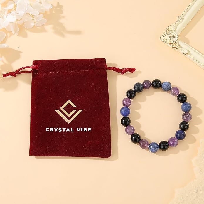 Crystal Vibe - Healing Crystal Bracelet for Women & Men | Natural Gemstone Bead Bracelet | Adjustable Handmade Energy Stone Bracelet | Bracelet for Meditation, Yoga & Daily Wear | Multiple Types