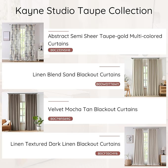 Kayne Studio Boho Geo Semi Sheer Curtain Panels Curtains,Blue Tan Watercolor Print Light Filtering Farmhouse Drapes for Living Room Bedroom, Back Tab Rod Pocket Window Treatment,W52 x L95,Brown,2 PK