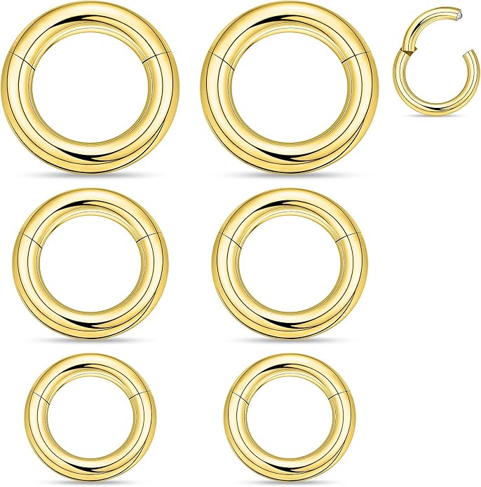 20G-2G Surgical Steel Hinged Clicker Septum Nose Rings Gauges Earrings Seamless Hoops Eyebrow Lip Ring Cliker Helix Tragus Daith Rook Earrings for Women Men