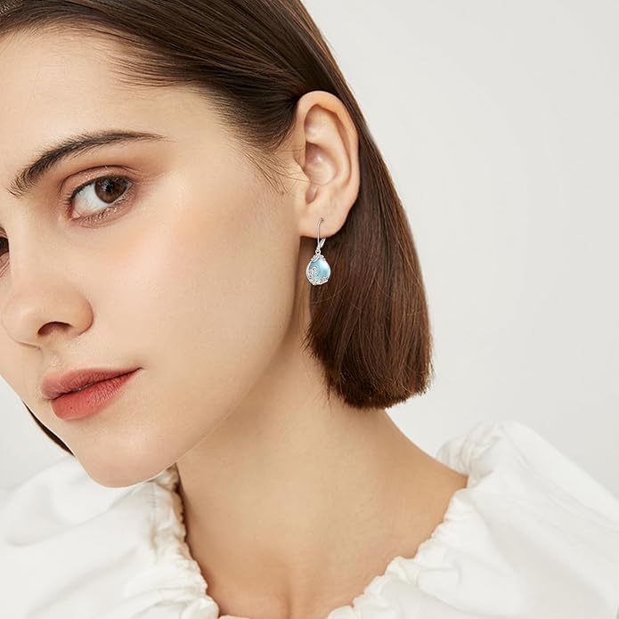 POPLYKE Celtic Filigree Teardrop Drop Dangle Earrings Sterling Silver Leverback Earrings Jewelry for Women