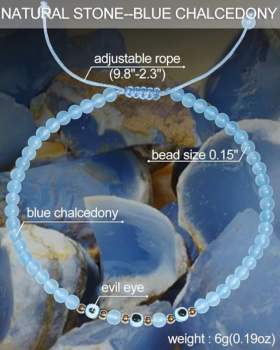 Evil Eye Ankle Bracelets for Women Beads Anklets Beach Accessiory Gemstone Healing Crystal Adjustable
