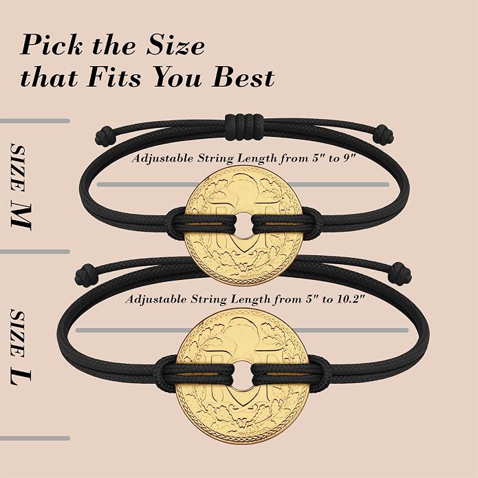 HOBBY OF KINGS Good Luck Coin Bracelet | 18k Gold Plated Wristband | Handmade Jewelry for Collectors and History Lovers