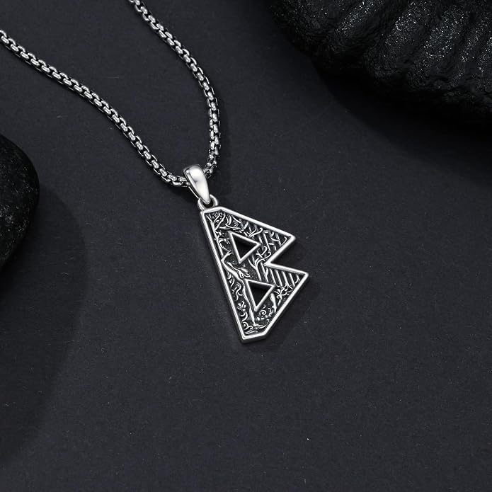 ROMANTICWORK Viking Necklace for Men 925 Sterling Silver Viking Pendant Necklace Amulet Jewelry for Father Husband Birthday Christmas