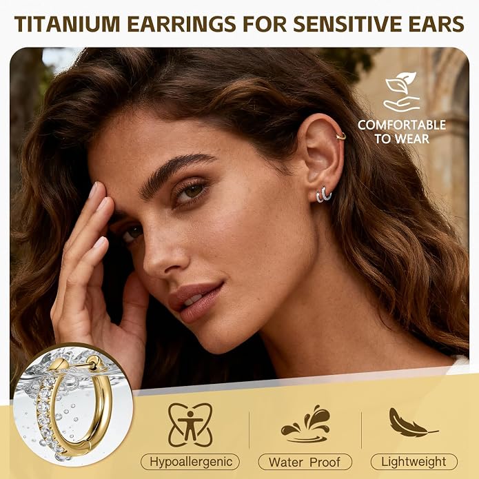 AOEDEJ G23 Titanium Black/Steel Gray/Gold Hoop Earrings 18G Small Huggie Hoop Earrings 8mm/10mm/12mm Cartilage for Sensitive Ears for Multiple Piercing Cartilage Hoop Earring Stack Jewelry