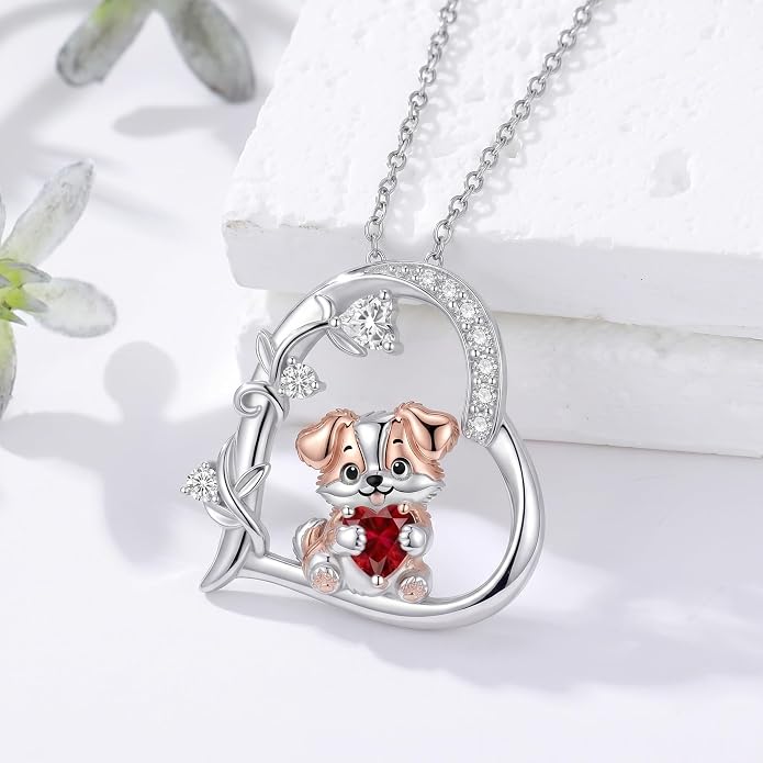 PELOVNY Teddy Bear Necklace for Women 925 Sterling Silver Bear/Highland Cow/Fox/Cat/Axolotl Birthstone Necklace Christmas Birthday Jewelry Gifts for Mom Daughter Wife Sister