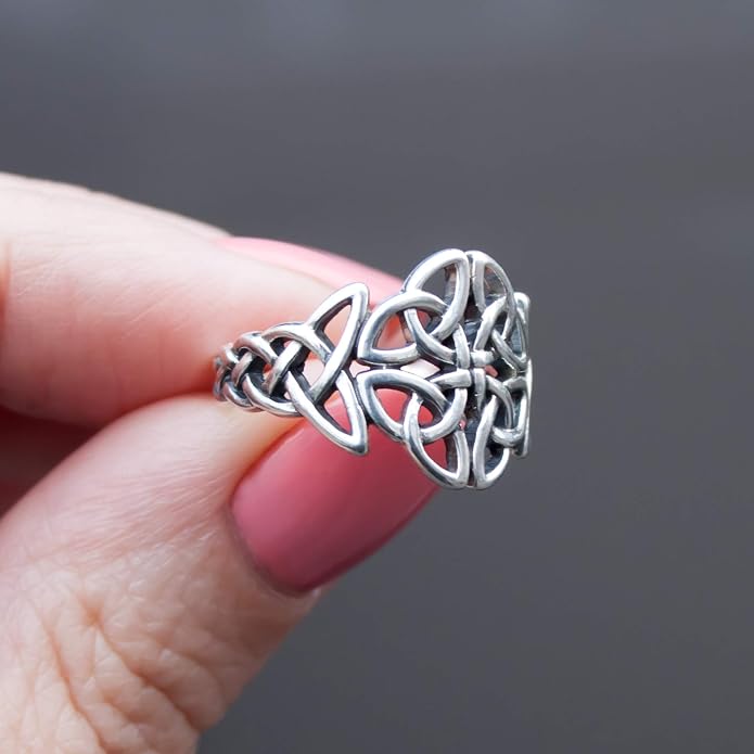 Celtic Knot Ring Sterling Silver 925 - Filigree Braided Irish Wedding Promise Engagement Self Love Rings - Norse Viking Jewelry for Women Size 5 6 7 8 9 10 11 12