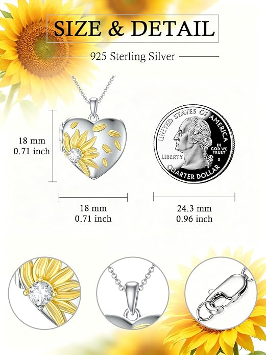 Round/Heart/Oval Shape Locket Necklace That Holds Pictures 925 Sterling Silver Personalized Birthstone Photos Engraved Locket Pendant Birthday Memorial Jewelry Gift for Women