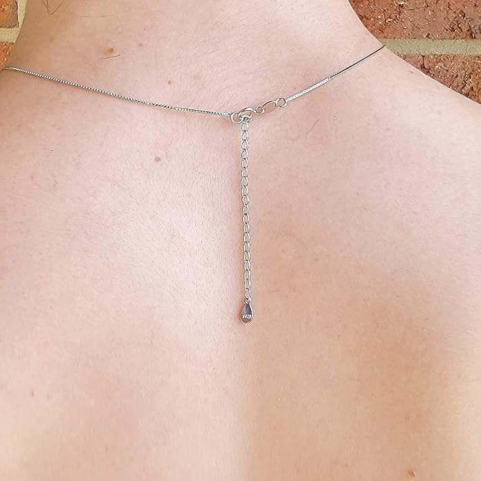 Natural gemstone 8mm round pendant with white gold over 925 sterling silver bezel cabochon plate and box chain, real genuine dainty birthstone gift for her, uniquelan jewelry