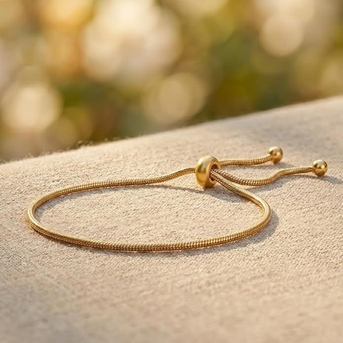 Gold Bracelets for Women 18K Gold Plated Adjustable Snake Chain Slider Bracelet Dainty Boho Jewelry Gifts for Mom Wife Friend