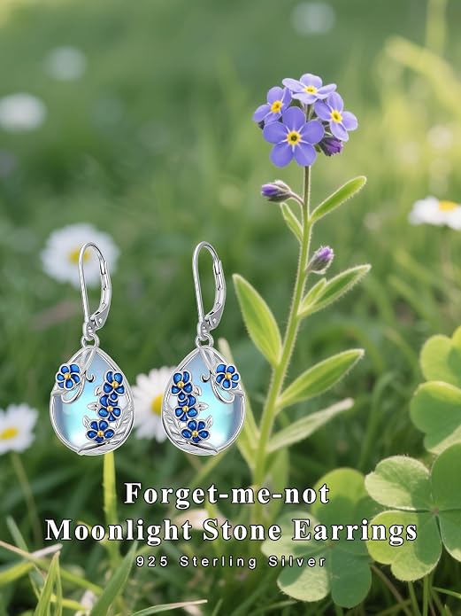 Dorunmo Moonstone Dangle Drop Earrings s925 Sterling Silver Leverback Earrings Filigree Moonstone Jewelry Birthday Gifts for Women