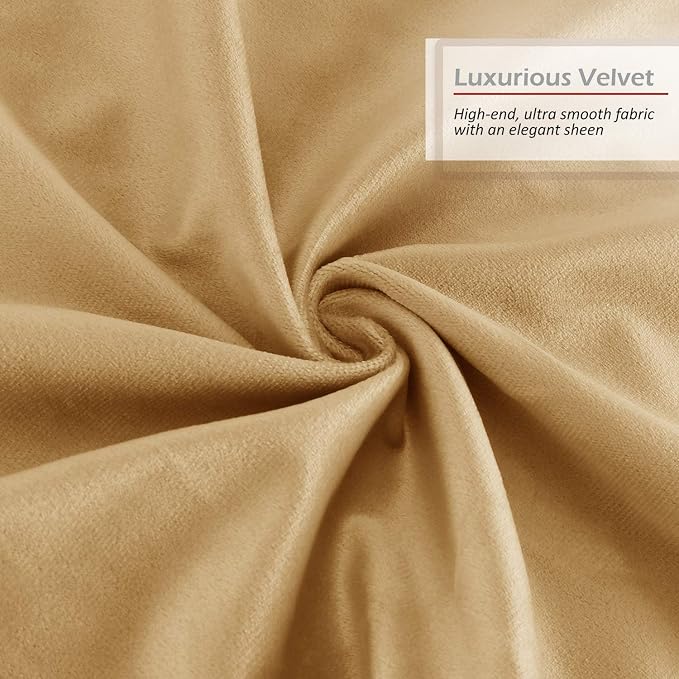 Nestl Throw Euro Pillow Covers, Cozy Velvet Decorative Pillow Covers 26 x 26 Inches, Soft Solid Couch Pillow Case for Sofa, Bed and Car, Set of 2 - Camel Gold
