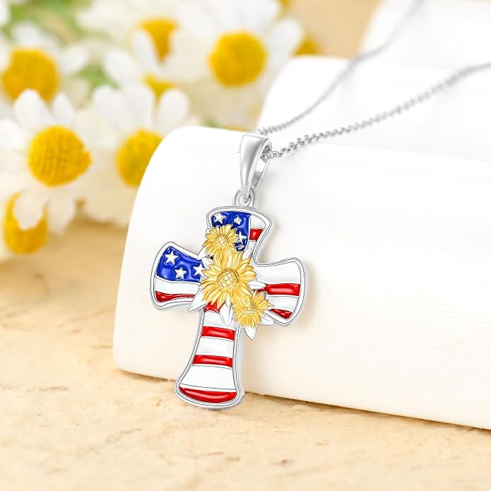 Cross Necklace for Women 925 Sterling Silver Crucifix Pendant Christian Cross Jewelry for Women Men
