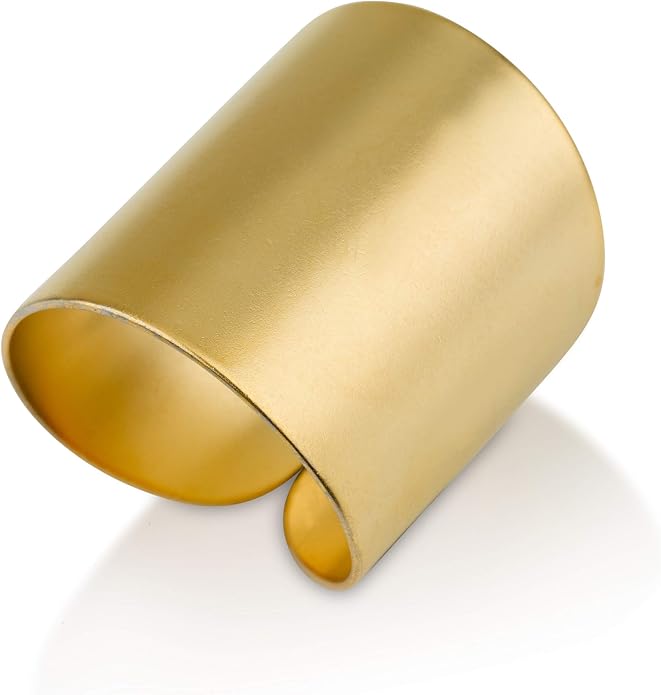 Modern Statement Gold Rings for Women and Girls, Adjustable Wide Cuff Ring Wrap Open Ring