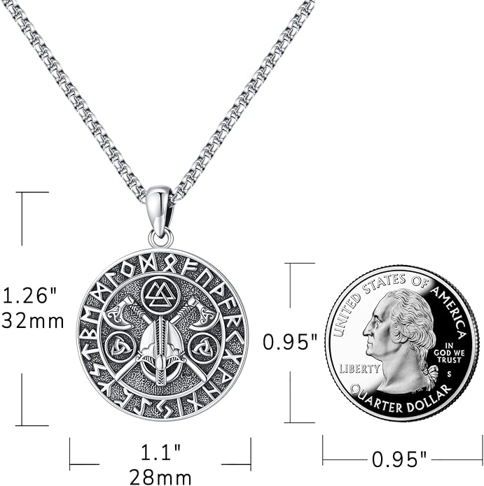 Eusense Viking Jewelry for Men Women Sterling Silver 925 Mjolnir Thors Hammer Pendant Celtic Cross Necklace Wolf Odin Raven Freya Goddess Norse Pagan Compass Vegvisir Yggdrasil Nordic Viking Necklaces Gifts