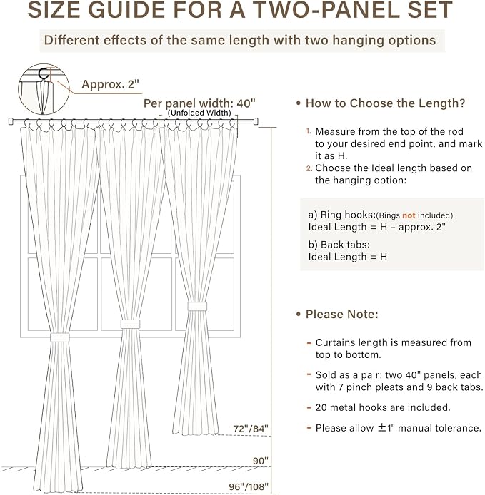 CAPALOCA Pinch Pleated Blackout Curtains 96 Inches Long, Linen Blend, 100% Blackout Drapes with 20 Hooks, Ideal for Bedroom and Living Room, 40" W x 96" L (Pack of 2), Natural Linen
