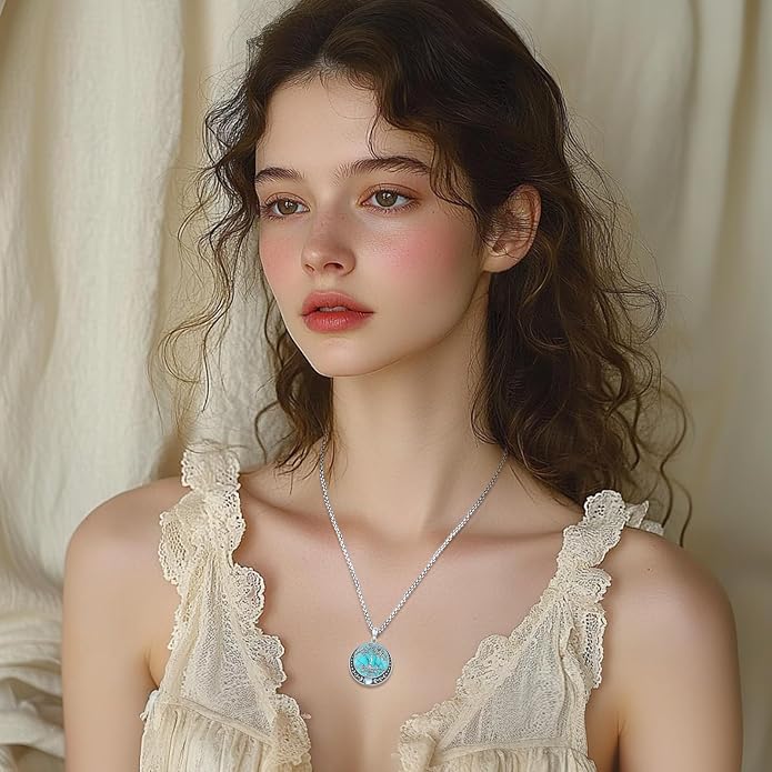 Sterling Silver Tree of Life Necklace for Women Oval Family Tree Necklace Abalone Shell Moonstone Pendant Mother Day Necklace for Mom Tree of Life Jewelry