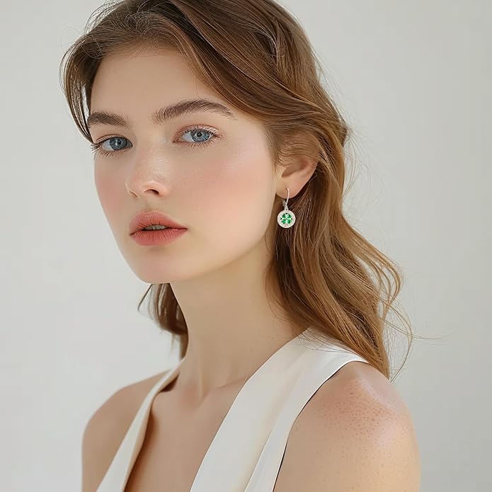 Dangle Earrings Sterling Silver Moonstone/Turquoise/CZ/Crystal Earrings for Women Tree of Life Animal Filigree Leverback Earrings Jewelry Gifts