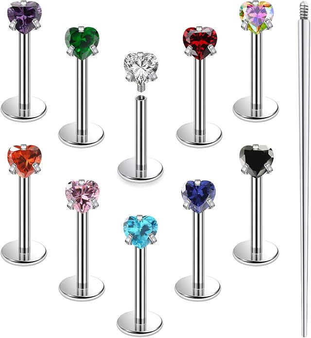 20G 18G 16G Astm F136 Titanium Internal Thread Flat Back Earrings Nose Studs Tragus Helix Conch Cartilage Lobe Earrings Medusa Labret Snake Bite Monroe Lip Ring Piercing Jewelry For Women Men