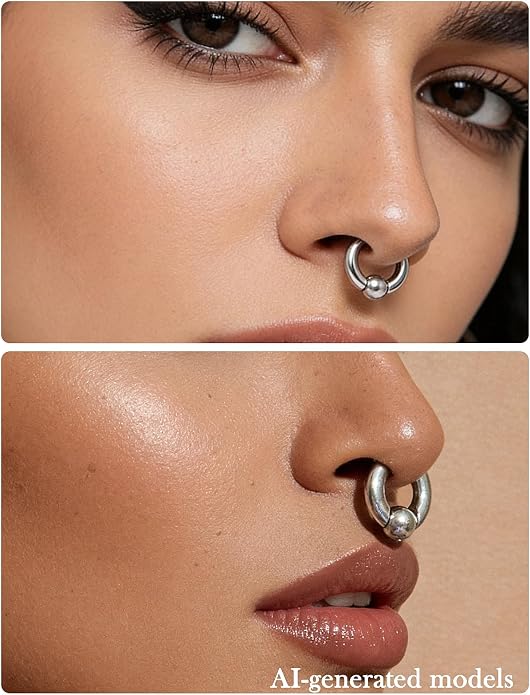 20G-2G ASTM F136 Titanium Septum Rings Nose Ring Hoops Circular Barbell Helix Snug Tragus Rook Daith Cartilage Earring Sneke Bites Lip Ring Hoop Smiley Piercing Jewelry for Women Men 6mm-19mm