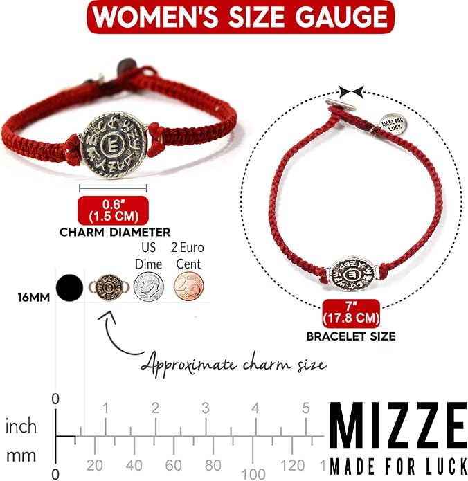Red String Macrame Prosperity Financial Success & Evil Eye Protection Bracelet with Silver Coin Charm - Gift for new job, long distance relationship gift, new business gift