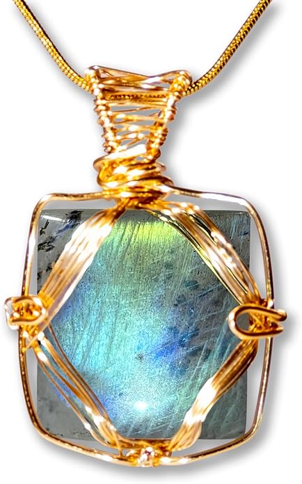 Natural Faceted Labradorite Pendant Necklace – Unique Stone of Magic & Transformation, Iridescent Flash Gemstone Jewelry, Handmade Healing Crystal Gift for Women, Birthday, Anniversary, Spiritual Awakening & Intuition