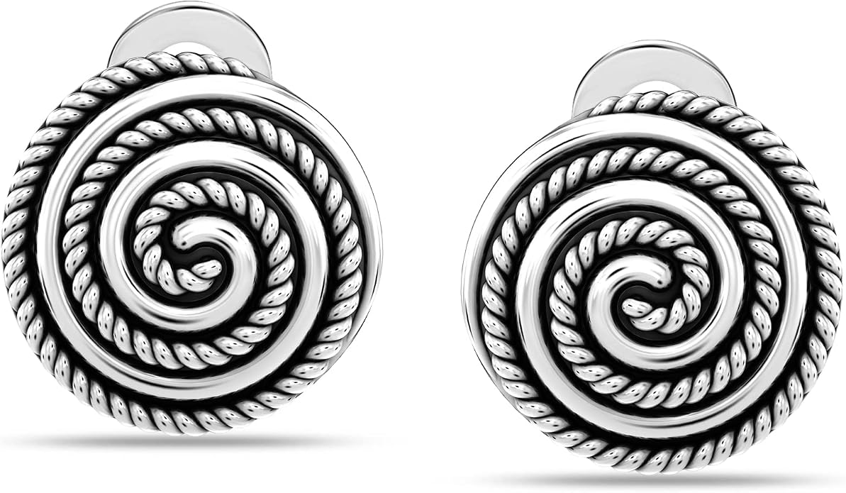 LeCalla 925 Sterling Silver Small Medium Clip On Earrings Non-Pierced Clip-On Stud Earring for Teen Women