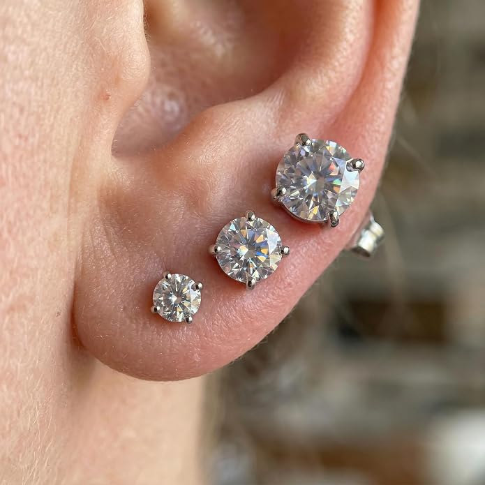 12 Pairs Stud Earrings Set, 3-8mm Cubic Zirconia Earrings for Women & Men 316L Stainless Steel Earring Hypoallergenic Small Earring Nickel Free